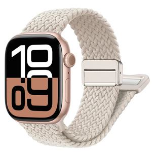 Apple Watch 스트랩 용 땋은 밴드 44mm 40mm 45mm 46mm 49mm 41mm 38 자기 나일론 팔찌 iWatch 시리즈 se 7 6 8 9 10 Ultra 2