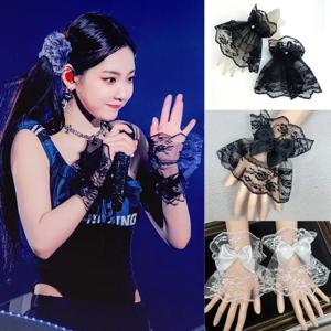 레이스 손 소매 JK 로리타 소녀 짧은 팔 소매, 아이돌 공연 프릴 꽃 커프스, 가짜 소매 스웨터 장식 장갑