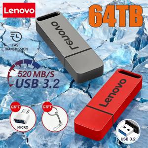 레노버 오리지널 펜 드라이브 64TB USB 3.2 플래시 드라이브 초고속 펜드라이브 타입-C 메탈 USB 메모리 컴퓨터 저장 장치용2026