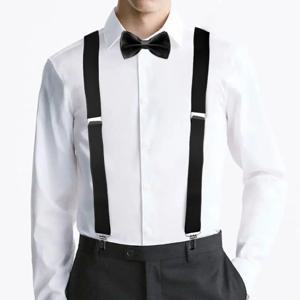 나비 넥타이와 멜빵 키트와 2Pcs 클래식 성인 정장 조정 가능한 Y 백 Bowtie 세트 패션 블랙 멜빵 세트