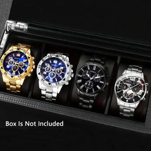 4개 세련된 남성용 쿼츠 시계 - 스테인레스 스틸 스트랩, 원형 아연 합금 케이스, 전자 스포츠