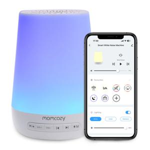 아기 수면을 위한 Momcozy 아기 백색 소음 음향 기계, 야간 조명, 34가지 진정 소리, 타이머, 앱 원격 제어, 알람 시계