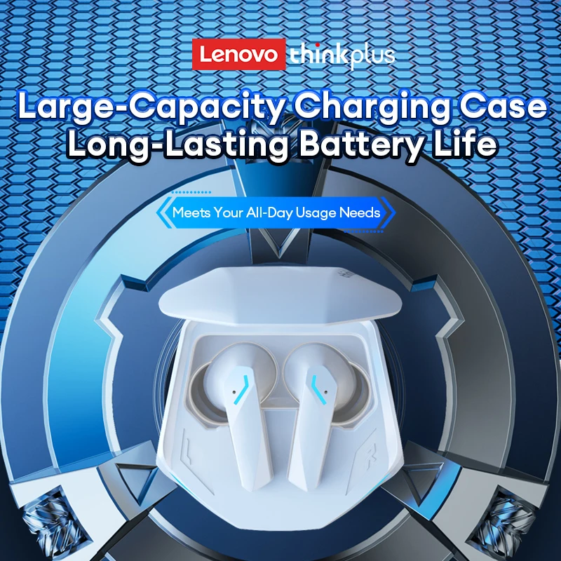 기존 Lenovo GM2 Pro TWS Bluetooth 5.3 이어폰 듀얼 모드 음악 게임 이어 버드 내장 2 마이크 스포츠 헤드폰이있는 HD 통화