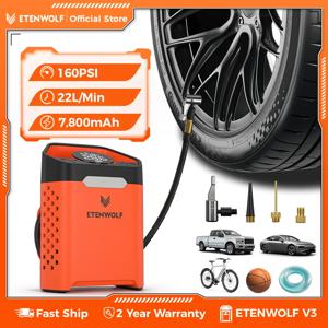 ETENWOLF ZEPHYR V3 휴대용 자동차 압축기 160 PSI 100% 듀티 사이클 자동차 타이어 팽창기 7800mAh 자동차 오토바이 자전거 공