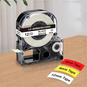 6/9/12mm 호환 Epson KingJim 라벨 테이프 SS12KW SS9KW SS6KW ST12KW SC12YW SD12KW SM12ZW Epson LW-300 LW-400 라벨 메이커