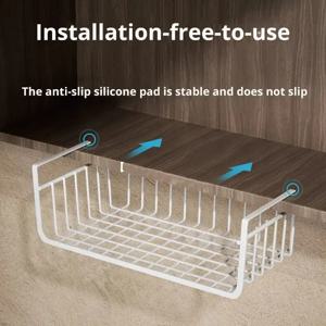 1개 철재 대용량 걸이형 네트 바구니 캐비닛 아래 벽 옷장 보관 바구니 주방 도구