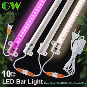 SMD 2835 부드러운 알루미늄 전체 스펙트럼 380-780nm 220V EU 플러그 스위치 와이어 4000K 효율적인 열 방출 LED 성장 바 빛