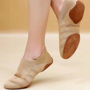 여성 재즈 라틴 댄스 신발 숙녀 볼룸 요가 발레 신발 통기성 플라잉 메쉬 플랫 연습 현대 소녀 댄스 스니커즈