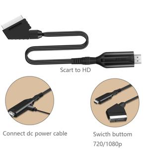 Scart to hdmi 호환 케이블 변환기 HD TV DVD 게임 액세서리 용 전문 비디오 오디오 어댑터