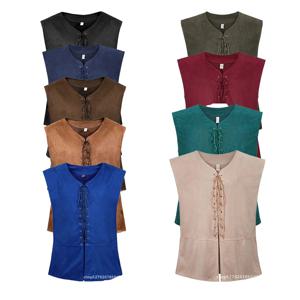 2025년 중세 르네상스 해적 고딕 스팀펑크 남성용 조끼, 멀티컬러 루즈핏 플러스 사이즈 스웨이드 패션 남성 조끼, S-XXL