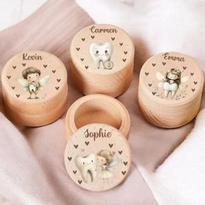 개인화 된 사용자 정의 이름 나무 치아 상자 기념품 치아 탯줄 컬 컬렉션 상자 베이비 샤워 선물 생일 선물