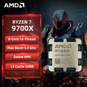 AMD 라이젠 7 9700X AMD R7 9700X CPU 8코어 16스레드 5.5GHz 언락 데스크탑 프로세서 소켓 AM5 게이밍 CPU 패키지 없음