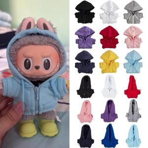 Labubu 캐주얼 스웨트 슈트 세트 Labubu 15/17cm 인형 용 편안한 옷 리브 헴 디테일 패션 인형 액세서리