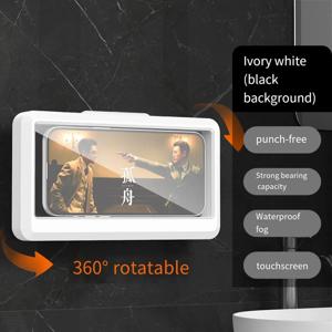 방수 안티 안개 벽 전화 홀더 홈 욕실 휴대 전화 케이스 스탠드 범용 자체 접착 터치 스크린 전화 브래킷