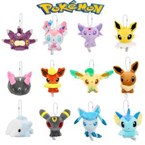 포켓몬 Sylveon 키 체인 플러시 장난감 미니 Eevee Espeon 주변 애니메이션 ACG 상품 귀여운 Vaporeon 크리스마스 ACG 장난감 피규어 장식
