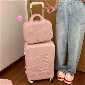 헬로키티 대용량 20인치 여행가방 내구성 있는 학생 여행용 캐리어 귀여운 엄마와 아이 여행 가방 휴가 여행용