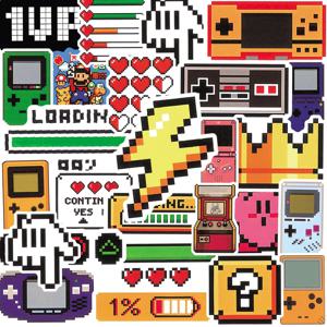 50개 클래식 게임 콘솔 만화 스티커 레트로 향수 데칼 스케이트보드 자동차 오토바이 헬멧 그래피티 스티커 장난감