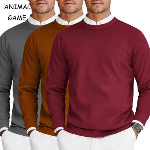 신상 남성 크루넥 풀오버 스웨터 긴팔 가벼운 니트 스웨터 야외용 단색 오버사이즈 드레스 스트리트웨어 남성용