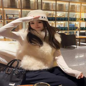 2025년 신상 여성용 여우털 코트 중간 길이 두꺼운 따뜻한 루즈핏 다용도 패셔너블 민소매 아우터웨어 일상 출퇴근 스타일