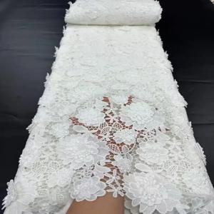 3D 자수 기퓌르 쿠피온 레이스 피부 친화적인 아프리카 코드 원단 중동 웨딩 정장 인어 드레스 아플리케 포함