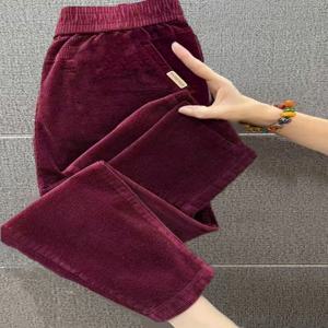 코듀로이 스트레이트 레그 팬츠 여성 봄 가을 인기 루즈핏 슬림 캐주얼 롱 팬츠 하이웨이스트 폴리에스터 섬유