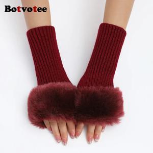 여성용 보트보티 슬리브 Y2K 액세서리 암 워머 손가락 없는 장갑 니트 소프트 겨울 암 가드 귀여운 버건디 슬리브 홀더