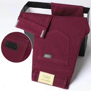 와인 레드 진 남성 패션 캐주얼 클래식 스타일 비즈니스 스트레이트 슬림 핏 바지 남성 고급 바지 6가지 색상 플러스 사이즈 28-44