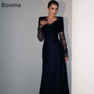 Booma A라인 레이스 벨벳 이브닝 드레스 여성용 공식 파티 가운 오프 숄더 우아한 프롬 가운 맞춤 제작 2025