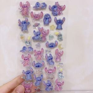디즈니 스티치 릴리프 3D 스티커 귀여운 소녀 소년 보상 스티커 DIY 노트북 전화 케이스 거울 컴퓨터 장식 축제 선물