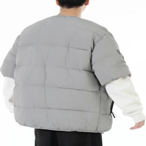 패셔너블한 남성용 반팔 코튼 재킷 루즈 캐주얼 반소매 가을 겨울 따뜻한 폴리에스터 안감 후드 없는 트렌디