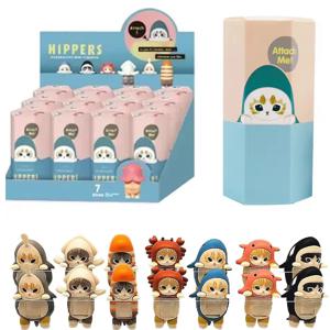 힙퍼스 & 푸산 고양이 천사 동물 블라인드 박스 시리즈 힐링 트렌디 인형 자동차 휴대폰 장식 어린이 장난감 크리스마스 선물