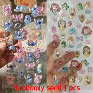 디즈니 스티치 스티커 창의력 만화 3D 릴리프 인어 공주 스티커 소녀 Diy 장식 전화 케이스 생일 파티 선물