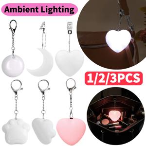 1/2/3Pcs LED 하트 모양의 야간 조명 USB 충전 터치 센서 램프 지갑 핸드백 키 체인 펜던트 라이트 여성용 선물 소녀