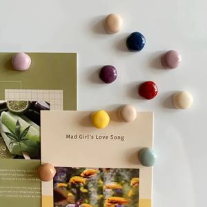 10개 세트 컬러풀한 둥근 무광 냉장고 자석 - 주방, 사무실 화이트보드, 사물함용 매력적인 장식 자석