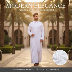트로피컬 로브 루즈 스탠드업 칼라 뉴 라운드 넥 후이 로브 아랍 중동 남성 의류 로브 남성