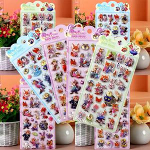 4개입 만화 디즈니 주토피아 3D 입체 스티커 귀여운 주디 닉 애니메이션 버블 데칼 노트북 전화기 여행가방 다이어리 봉봉 드롭시일