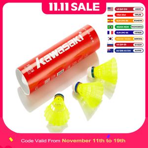 훈련용 가와사키 나일론 볼 N350 야외 훈련용 6 Pcs 배드민턴 플라스틱 셔틀콕 버디 내구성 중간 속도 사용