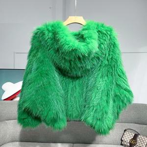 두꺼운 양면 여우털 모피 코트 보닛 그물 빨간 젊은 헤어 코트 여성용, 2022 겨울