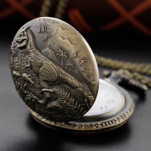 골동품 쥬라기 티라노사우루스 렉스 절묘한 릴리프 쿼츠 포켓 시계, 공룡 테마, 최고의 주변 선물, 남성용 시계