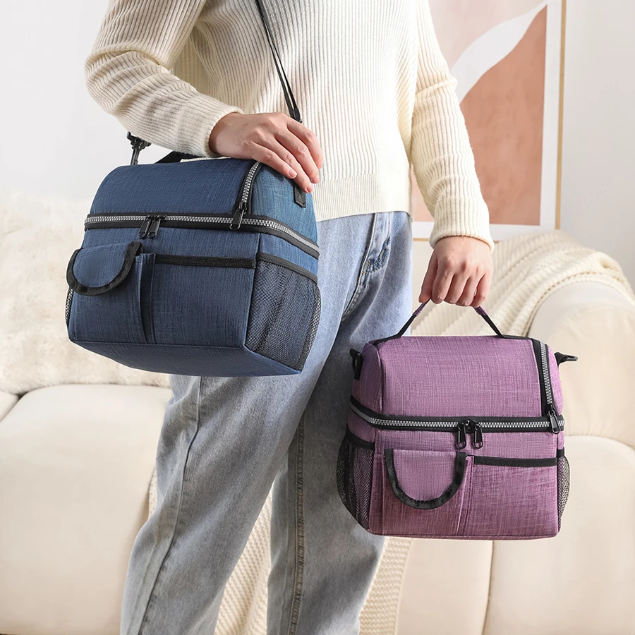 10L 휴대용 열 점심 가방 식품 상자 내구성 방수 사무실 쿨러 도시락 상자 얼음 절연 케이스 캠핑 옥스포드 저녁 식사 가방