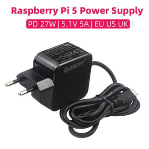 라즈베리 파이 5 전원 공급 장치 PD 27W 5.1V 5A USB Type-C 전원 어댑터 RPI 5 Pi5용 EU 미국 영국 플러그
