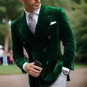 남성용 벨벳 더블 브레스티드 블레이저, 이탈리아 스타일 스모킹 프롬 재킷, 웨딩 파티용 우아한 재킷