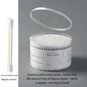 메이크업 및 메이크업 제거를위한 더블 엔드 라운드 헤드가있는 500PCS 일회용 면봉 상자 매일 청소 애완 동물 관리 다목적