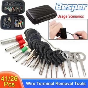 41/26개 자동차 터미널 제거 도구 세트 키 핀 자동차 전기 와이어 크림프 커넥터 추출기 키트 액세서리