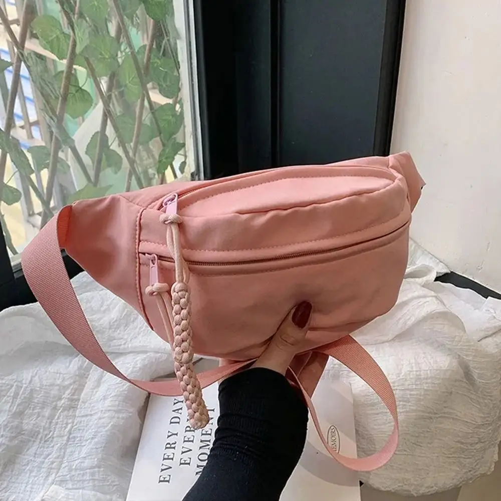 여성용 가슴 가방 방수 하이킹 가방 핸드백 여성용 캔버스 크로스 바디 백 솔리드 컬러 여성 슬링 허리 팩