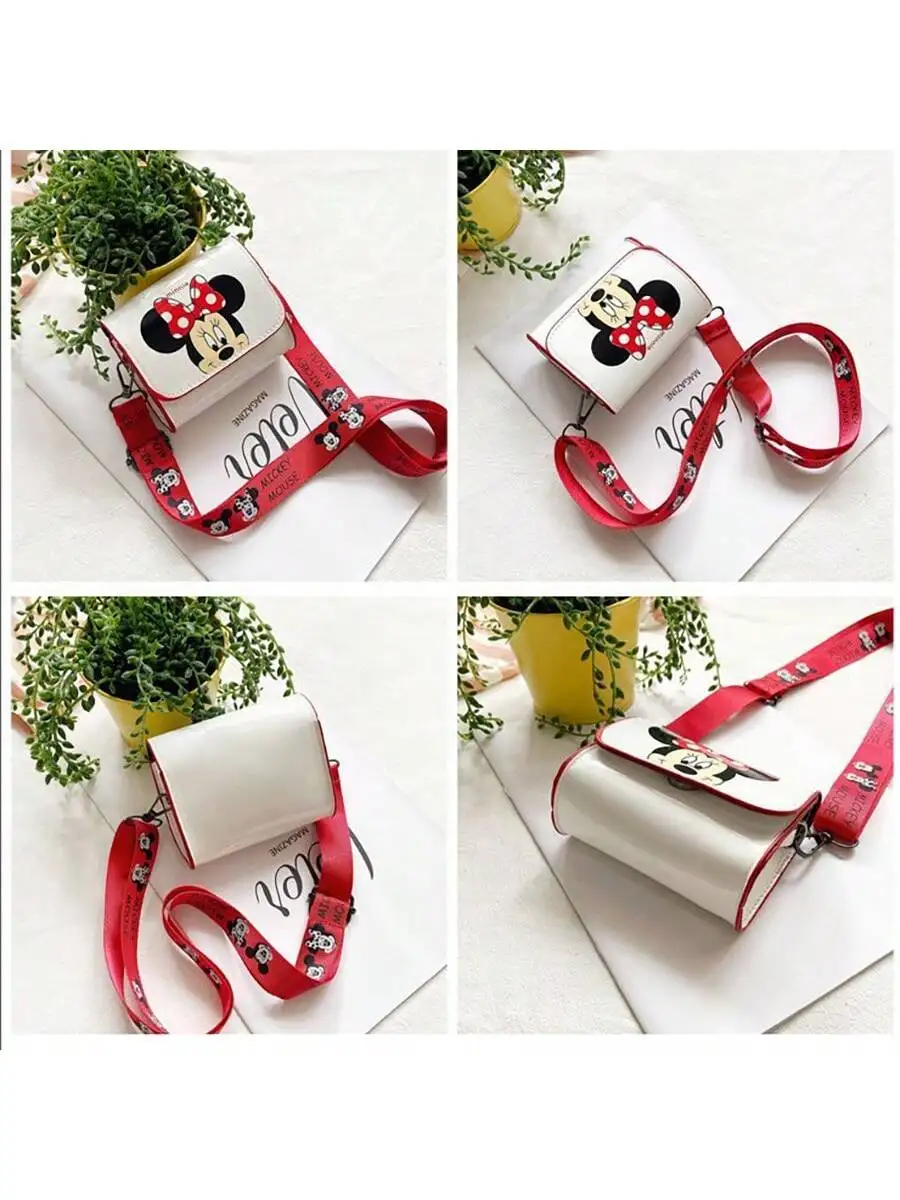 디즈니 스퀘어 백 애니메이션 숄더 백 카와이 메신저 토트 귀여운 만화 배낭 미키 도널드 덕 패션 가방