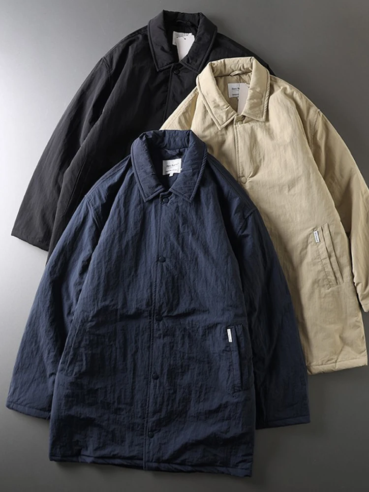 겨울 두꺼운 남성용 면 재킷 롱 코트 레트로 스타일 청년 인기 루즈핏 폴리에스터 섬유 00% 방수 코팅 원단