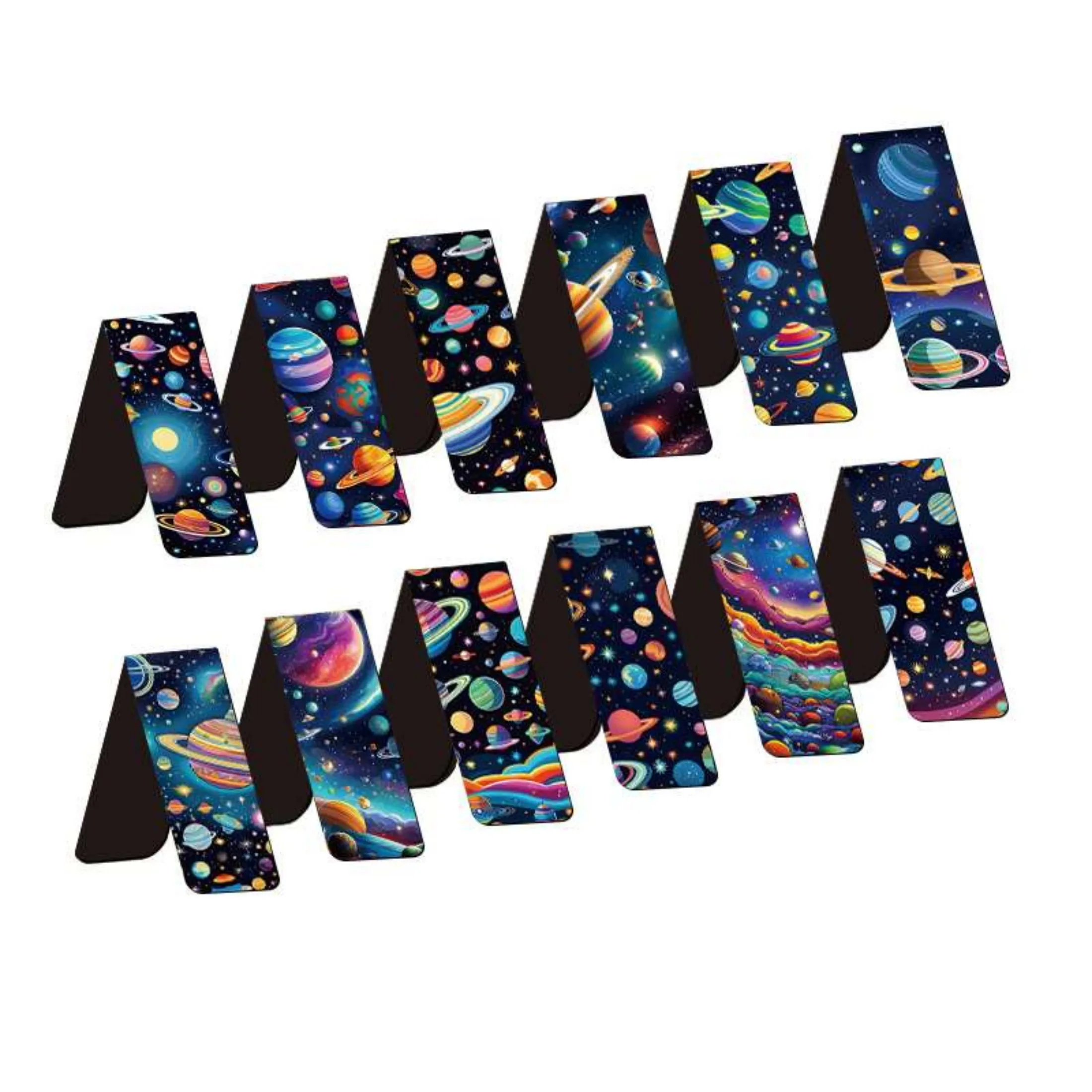 12개 우주 및 행성 테마 자기 북마크 - 학생, 교사 및 일상 사용을 위한 내구성 있는 종이 페이지 마커