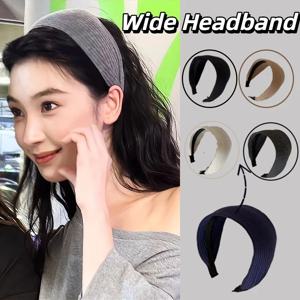 여자를위한 새로운 소프트 와이드 뜨개질 코튼 헤어 밴드 여자 한국어 중립 솔리드 터번 치아 머리 밴드 모자를 쓰고 있죠 액세서리