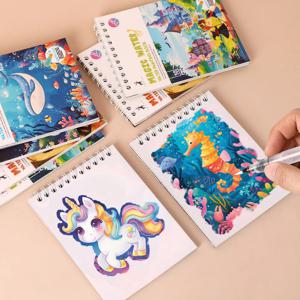 유아를위한 마법의 물 색칠하기 책 2 3 4 5 6 세 낙서 판타지 유니콘 숲 바다 동물 물 그림 그림